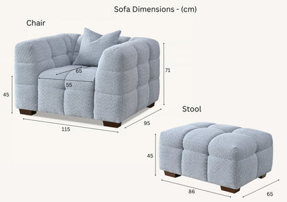 Arkfuture Tribeca Sofa Set in Oatmeal Boucle Fabric