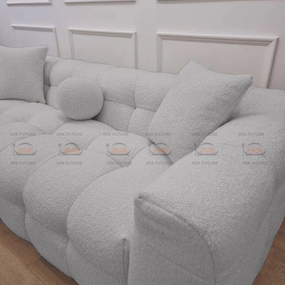 Amsterdam Teddy Boucle Bubble Fabric 3-Seater Sofa with Chunky Cube