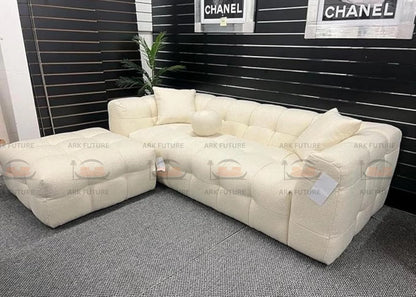 Amsterdam Teddy Boucle Bubble Fabric 3-Seater Sofa with Chunky Cube