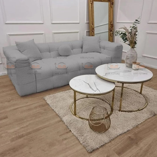Amsterdam Teddy Boucle Bubble Fabric 3-Seater Sofa with Chunky Cube