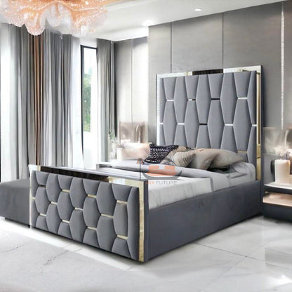 Barry Stylish Bed with Gold Stripes