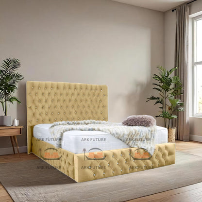 Eleganza Plush 4-Inch Bed Frame with Curved Headboard