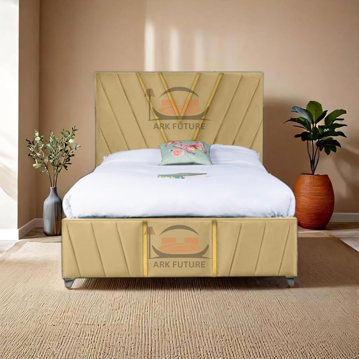 Midnight Mirage Plush Velvet Bed Frame with Tufted Headboard