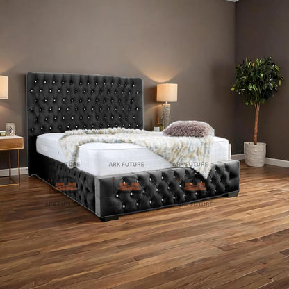 Eleganza Plush 4-Inch Bed Frame with Curved Headboard