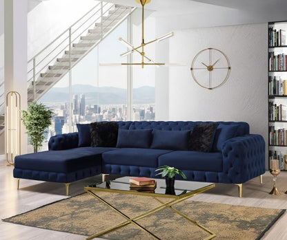 Shaggy Luxurious L-Shaped Lounge Sofa with Right/Left Chaises Option In Plush Velvet Fabric