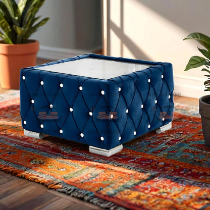 Verona Plush Velvet Square Footstool – Stylish & Comfortable