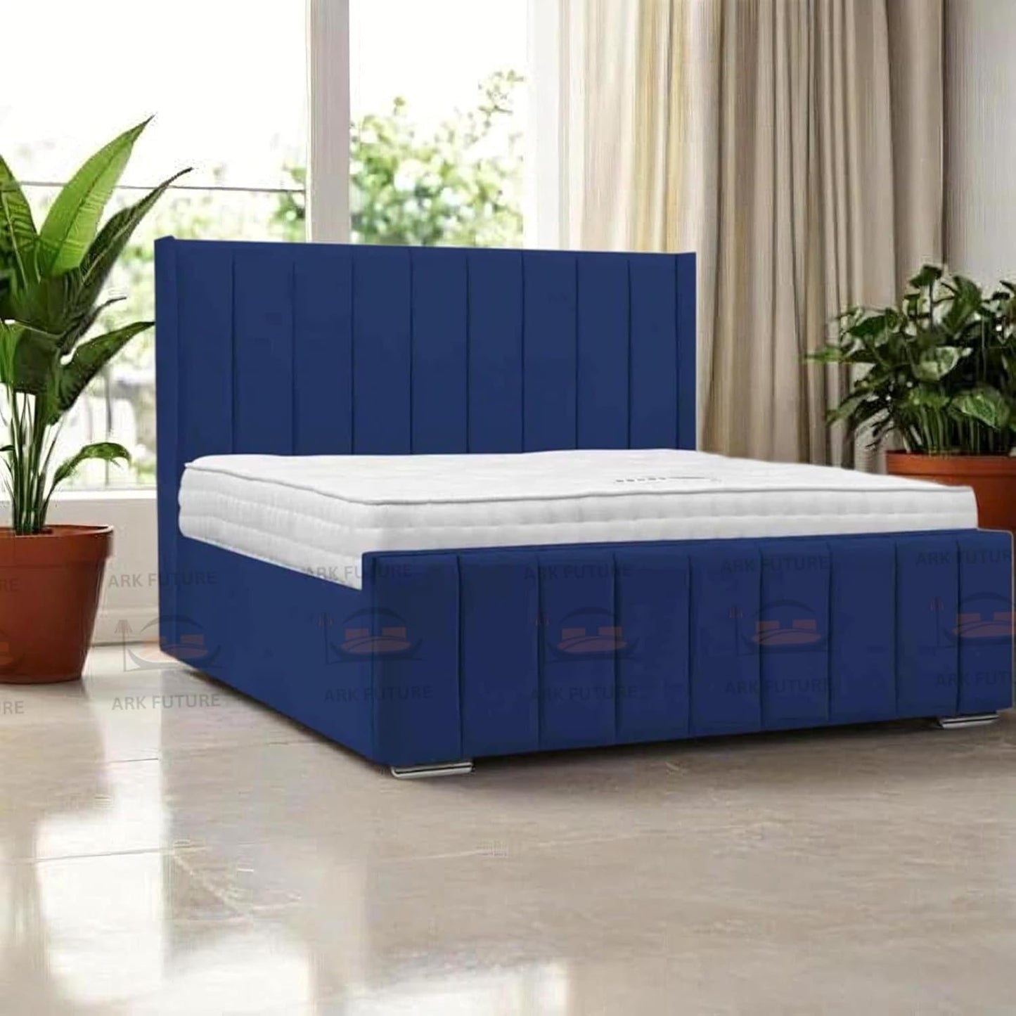 Amelia Panel Wing Ottoman Bed Frame – Upholstered Storage Bed with Gas Lift
