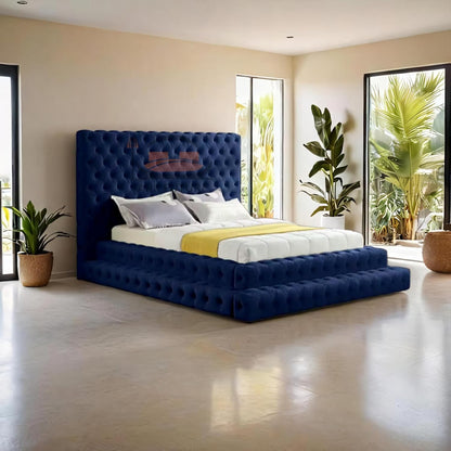 Imperial Manor Upholstered Bed Frame with Tufted Headboard and Timeless Design