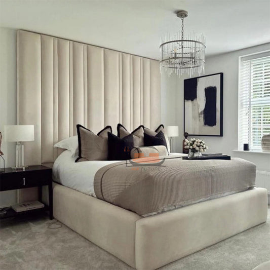 Brandon linestyle Upholstered Bed Frame With Wide Headboard