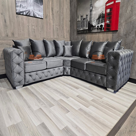 Brixton Sofa in Chesterfield Design in Plush Velvet Fabric