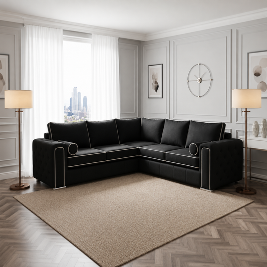 Milano Boxton 5 Seater Corner Sofa in Plush Velvet Fabric