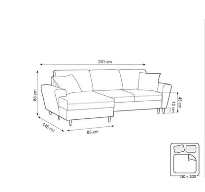 Kyoto Left hand Plush Velvet Sofa Corner Sofa
