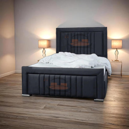 Dean Sand Upholstered Bed Frame – Modern Design, Sturdy Wood, Padded Headboard