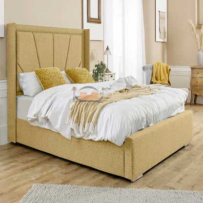 Charlie Wingback Bed in Linoso Fabric