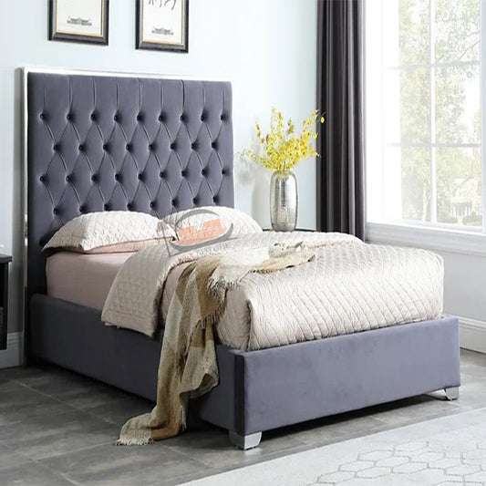 Chester Upholstered Bed Frame With Silver Border