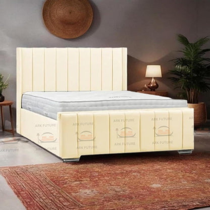 Amelia Panel Wing Ottoman Bed Frame – Upholstered Storage Bed with Gas Lift