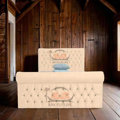 Aveline Upholstered Bed Frame with Velvet or Fabric Finish