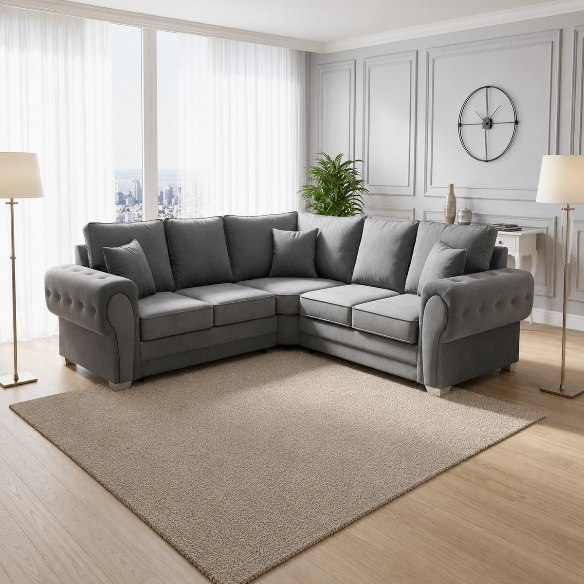 Madox Luxury 5 Seater Plush Velvet Corner Sofa