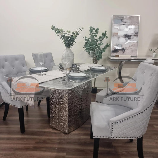 Roma 1.6m White Dining Table with 4 Bentley Black Legs Chairs – Modern & Durable