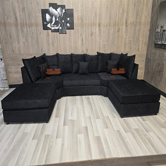 Dravosburg Black Plush Velvet Sofa
