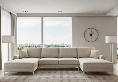 Drew Luxury U shape Sofa in Plush Velvet Fabric