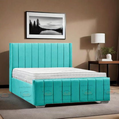 Amelia Panel Wing Ottoman Bed Frame – Upholstered Storage Bed with Gas Lift