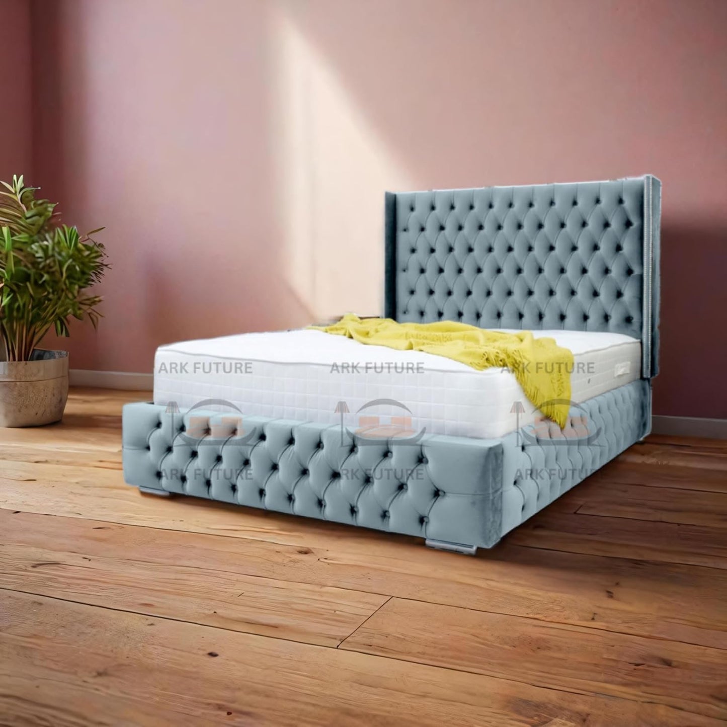 Dino Plush 4-Inch Bed Frame with Winged Headboard
