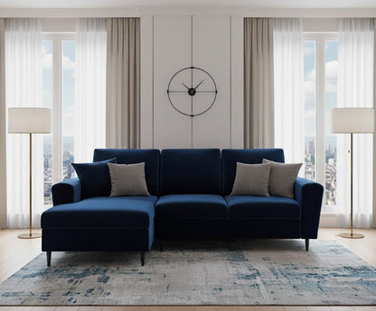 Elentra Corner Sofa in Plush Velvet Fabric with Right and Left Hand Corner Option