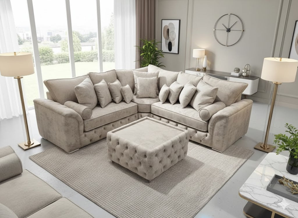 Elice Chesterfield 2C2 Corner Sofa with Coffee Table