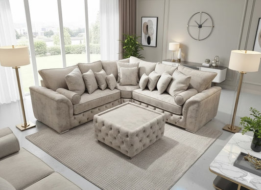 Elice Chesterfield 2C2 Corner Sofa with Coffee Table