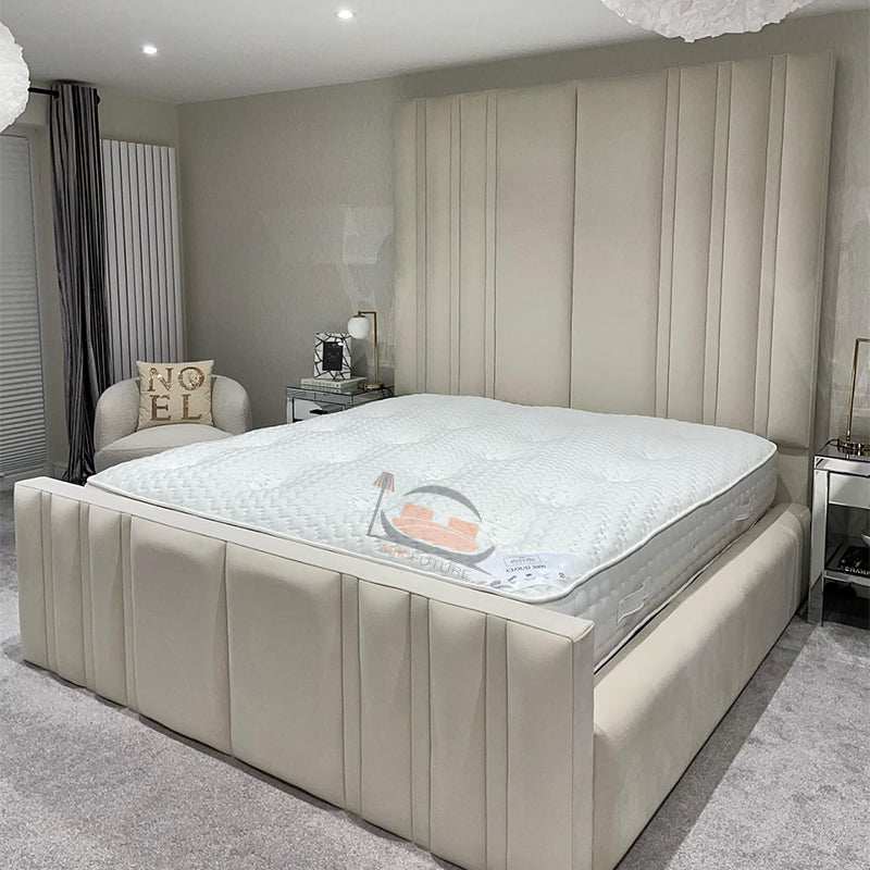 Olympia Linestyle Upholstered Bed Frame With Tall Headboard