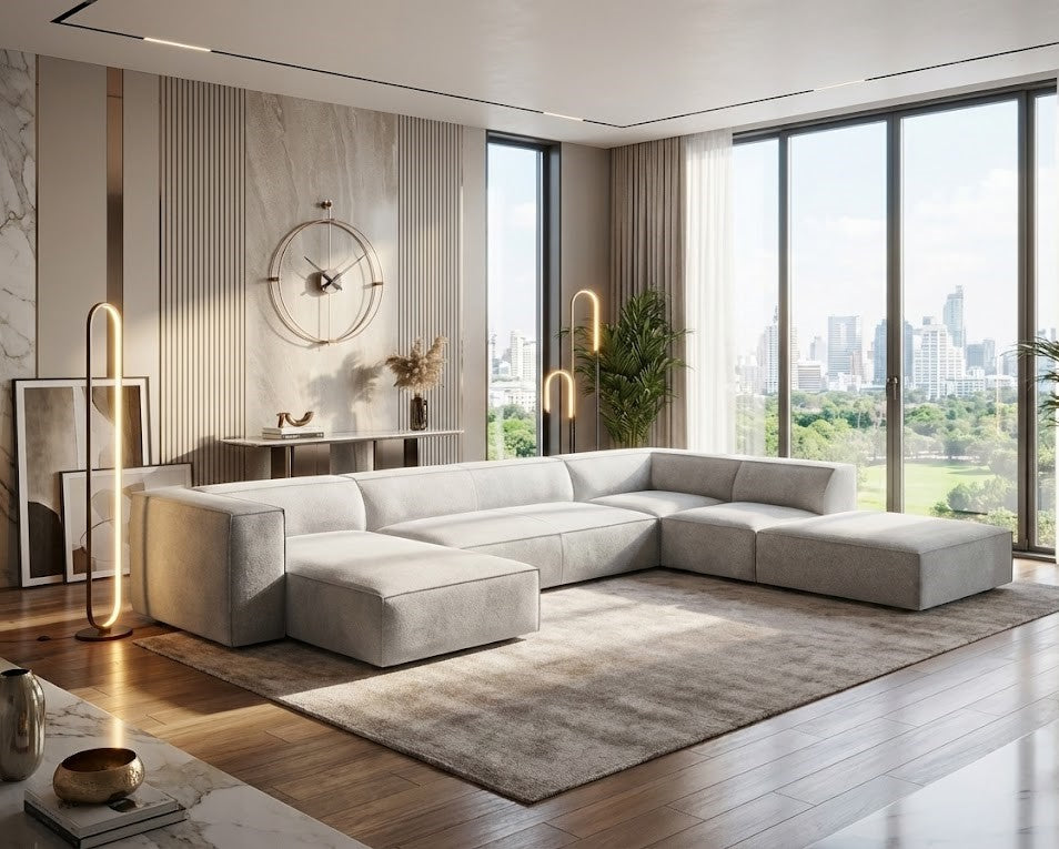 Estella Luxury Corner Sofa in Plush Velvet Fabric