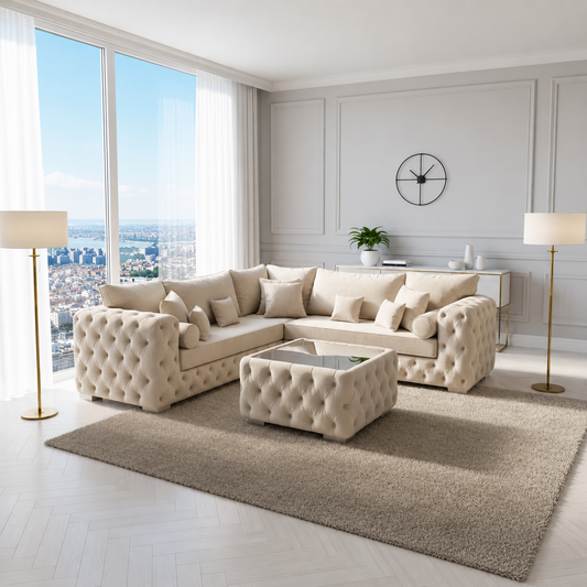 Patron Chesterfield Corner Sofa 2C2 with Coffee Table