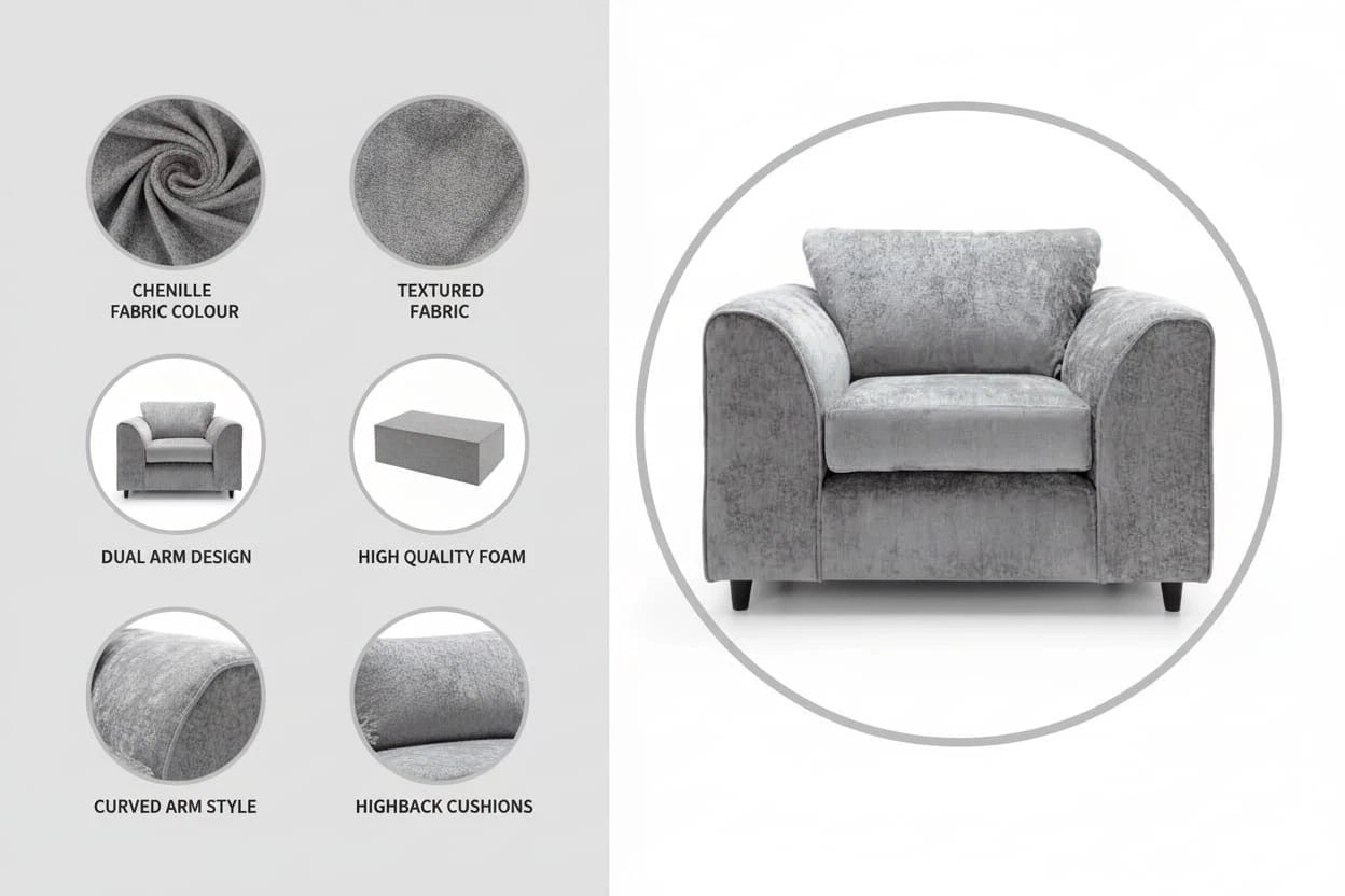 Fenton Luxe Modern Lounge 3 Seater Sofa