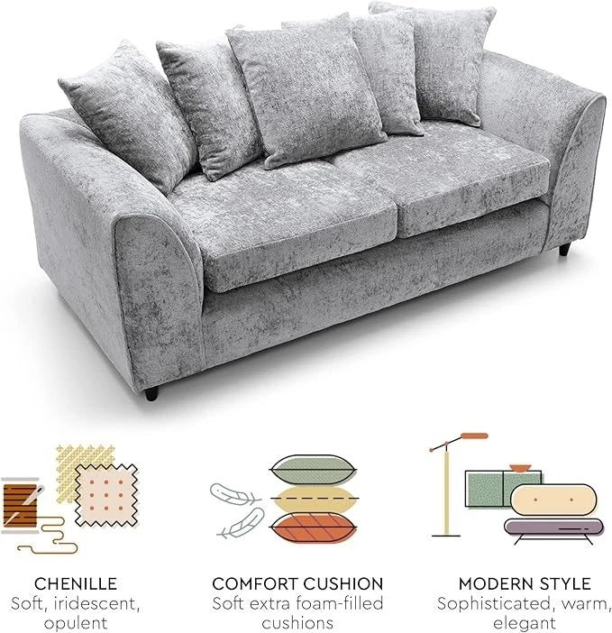 Fenton Luxe Modern Lounge 3 Seater Sofa