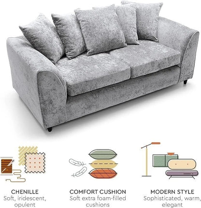 Fenton Luxe Modern Lounge 3 Seater Sofa