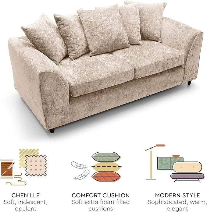Fenton Luxe Modern Lounge 3 Seater Sofa