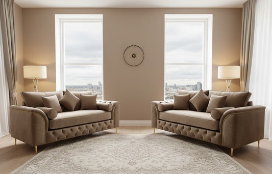 Fusion Chesterfield Sofa Set 3+2 Seater Upholstered Fabric