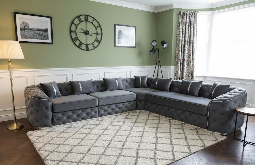 The Coast Deep Corner Sofa In Plush Velvet Fabric