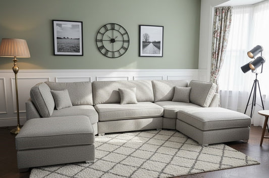 The Zephyr Couch U-Shaped Sofa In Plush Velvet Fabric