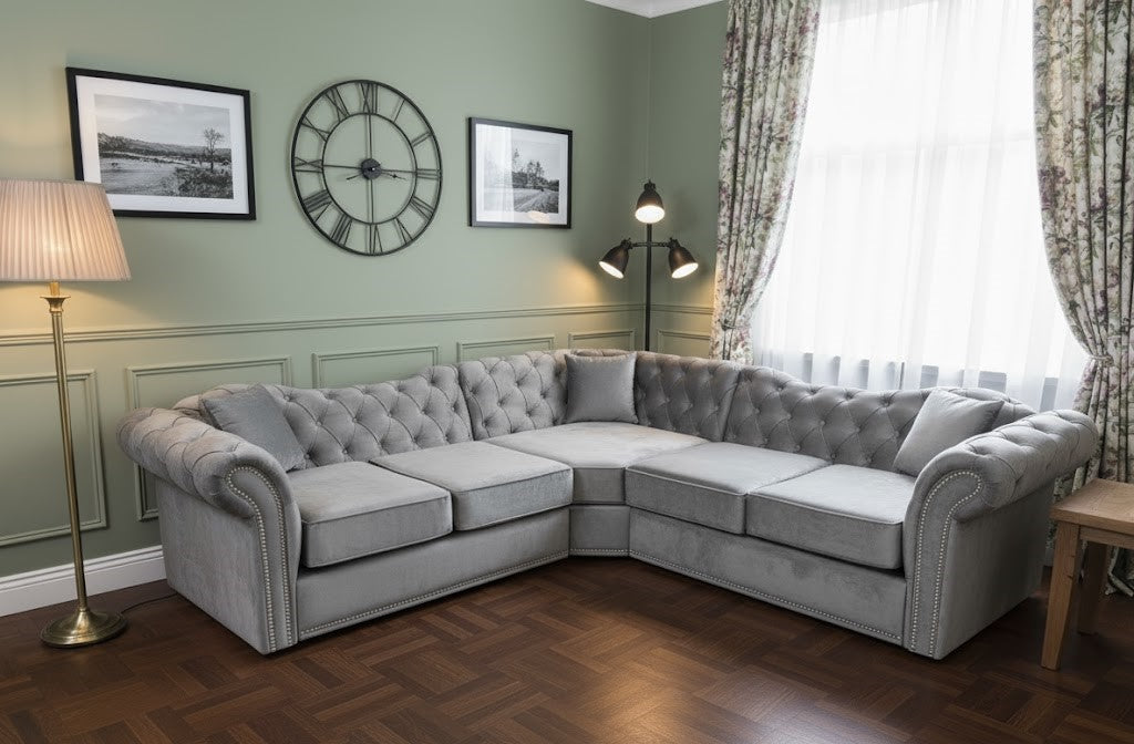 Wander Rest Corner Sofa In Plush Velvet Fabric