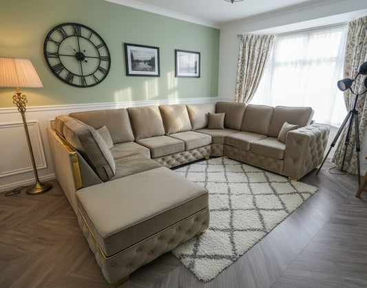 The Ember Tuft U-Shaped Sofa In Plush Velvet Fabric