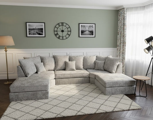 The Urban Nook U-Shaped Sofa In Plush Velvet Fabric