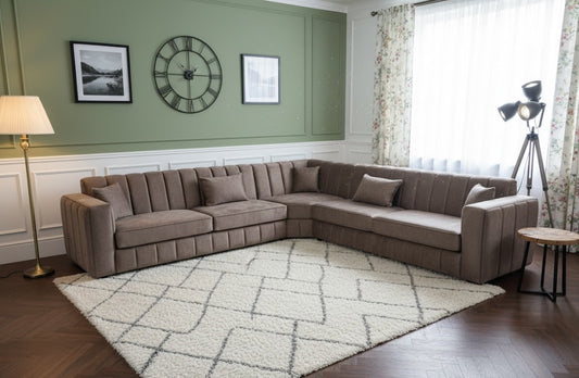 Orbit Lounge Corner Sofa In Plush Velvet Fabric