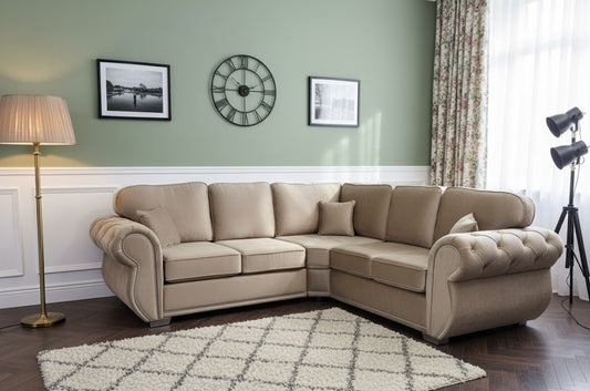 Azure Sprawl Corner Sofa In Plush Velvet Fabric