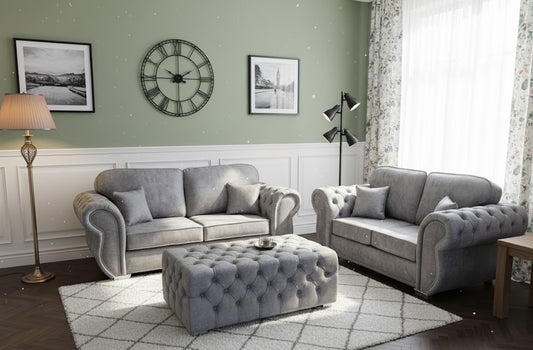 Mercury Drop Lounge 3+2 Seater Sofas In Plush Velvet Fabric