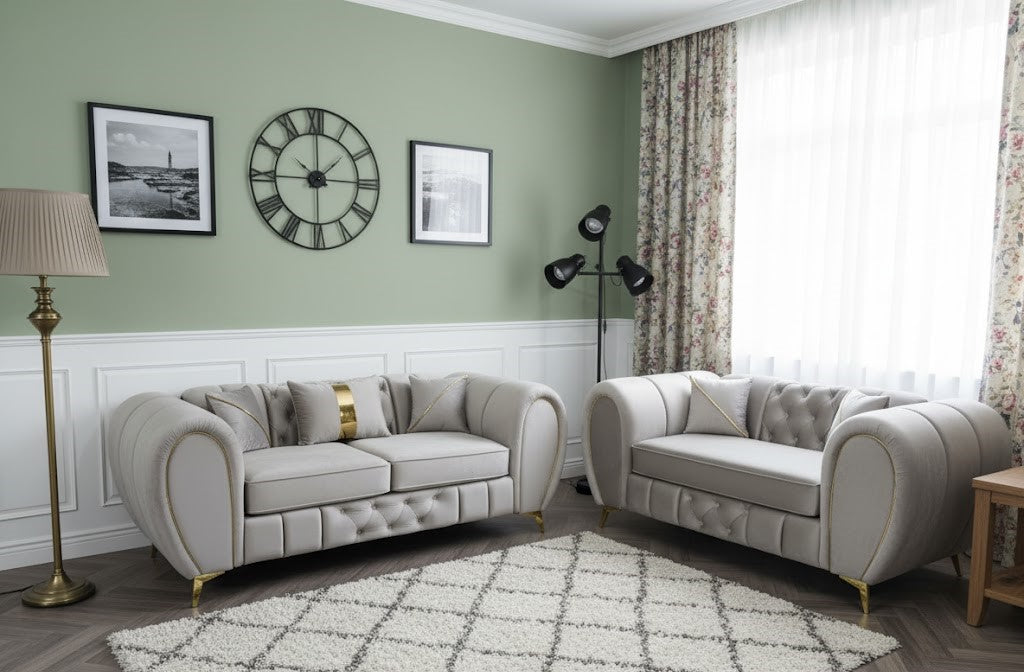 Zen Garden Nest 3+2 Seater Modern Sofas In Plush Velvet Fabric