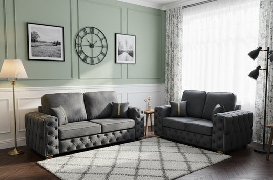 Woven Cradle 3+2 Seater Lounge Sofas In Plush Velvet Fabric