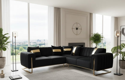 Genova Black Velvet Corner Sofa Range