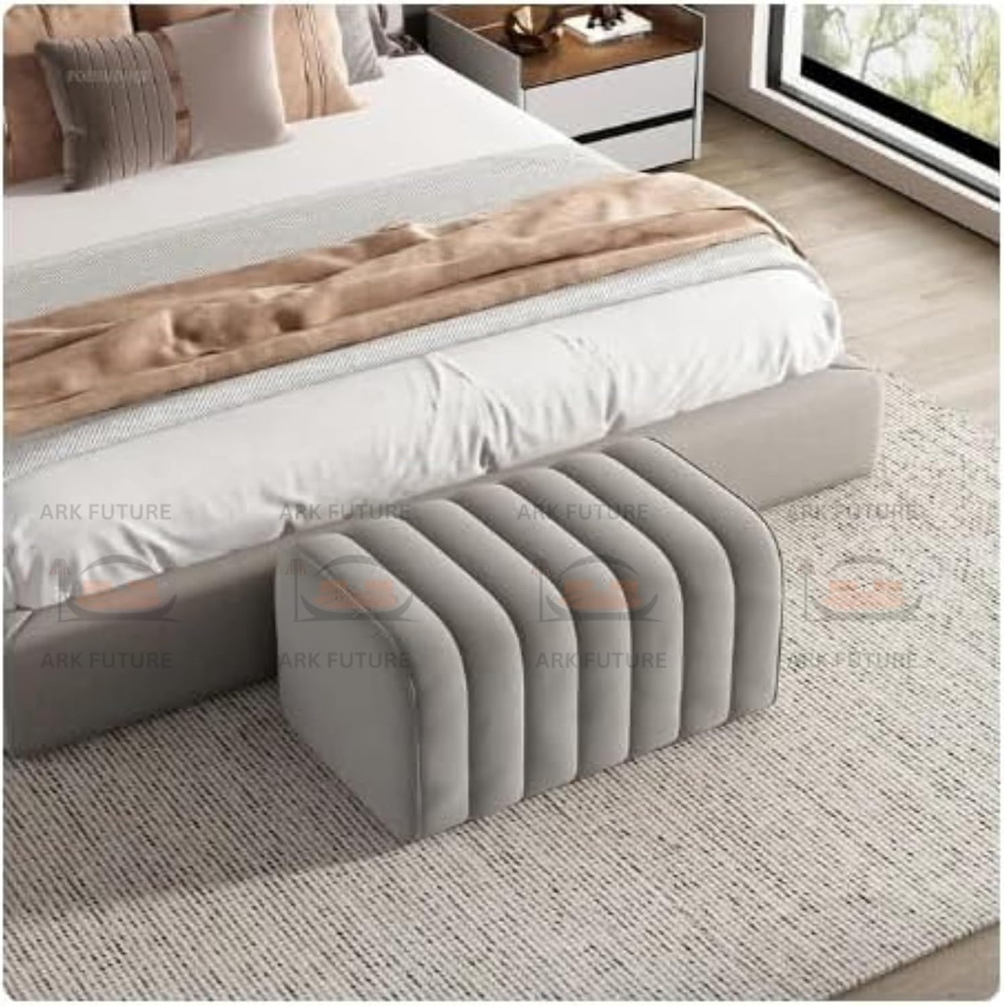 Nordic Velvet Upholstered Ottoman Bench – Stylish Modern Design, & Plush Velvet Fabric